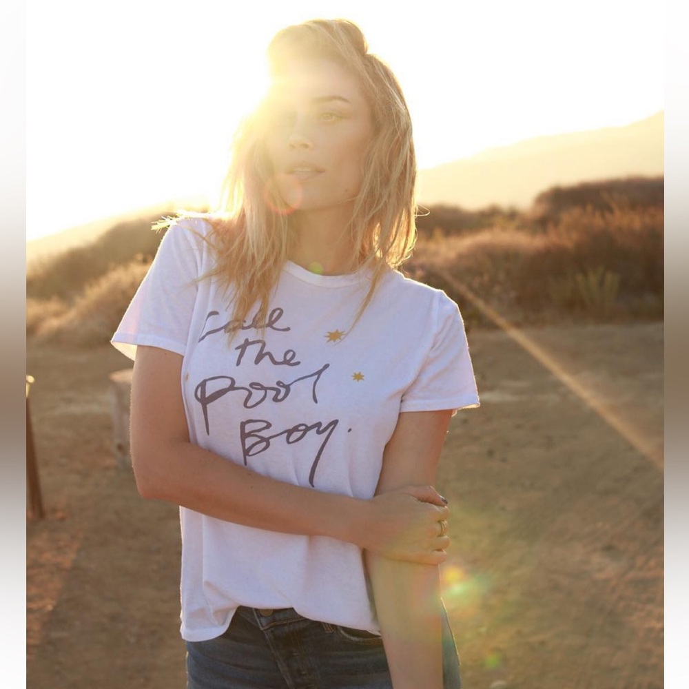 Call The Pool Boy White Graphic T-Shirt